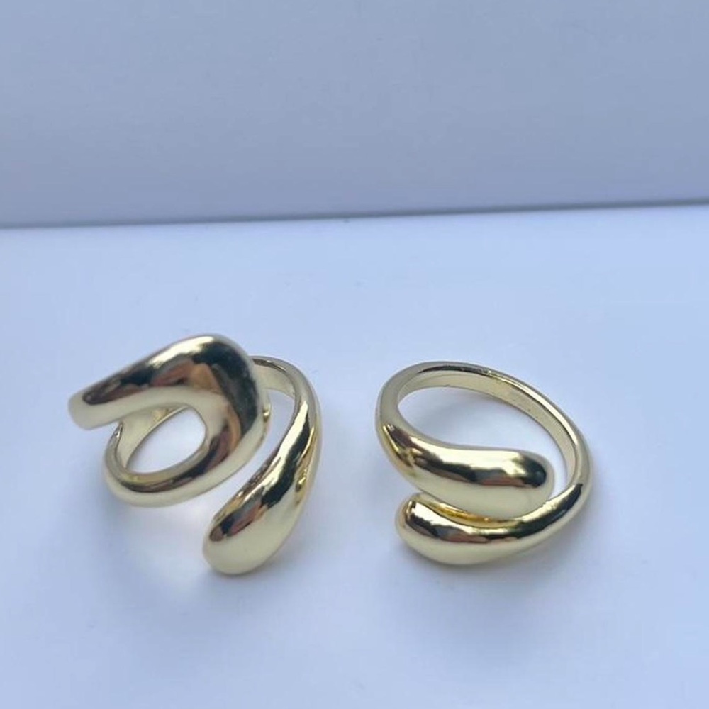 2pc Gold Irregular Cross-Design Rings - Picture 3 of 5